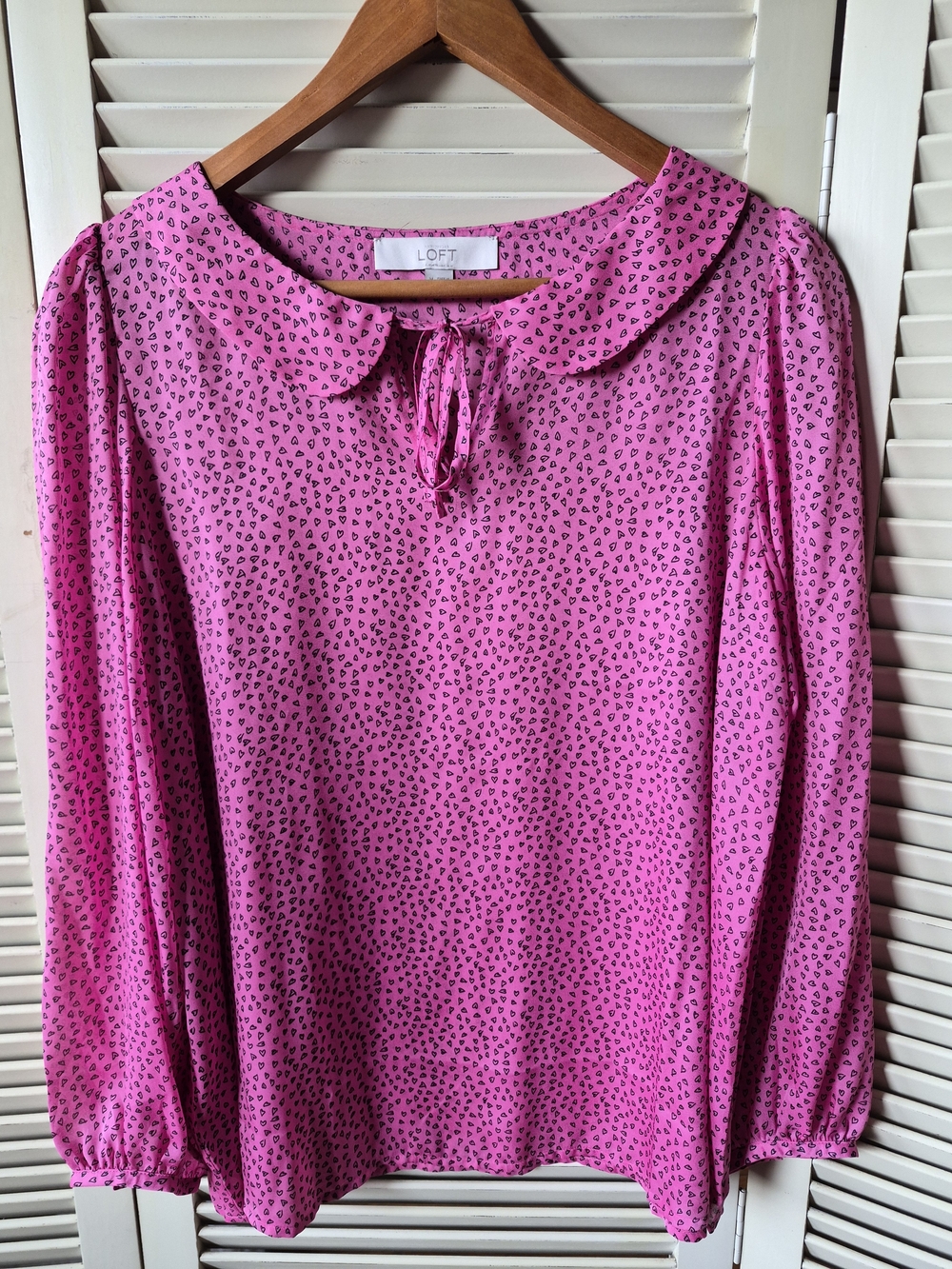 LOFT Sheer Hearts Blouse Size Medium